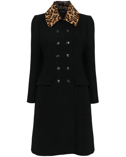 Gucci Black Leopard-Collar Coat