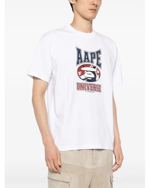 T-Shirt En Coton À Logo Imprimé Aape By A Bathing Ape pour homme en coloris White
