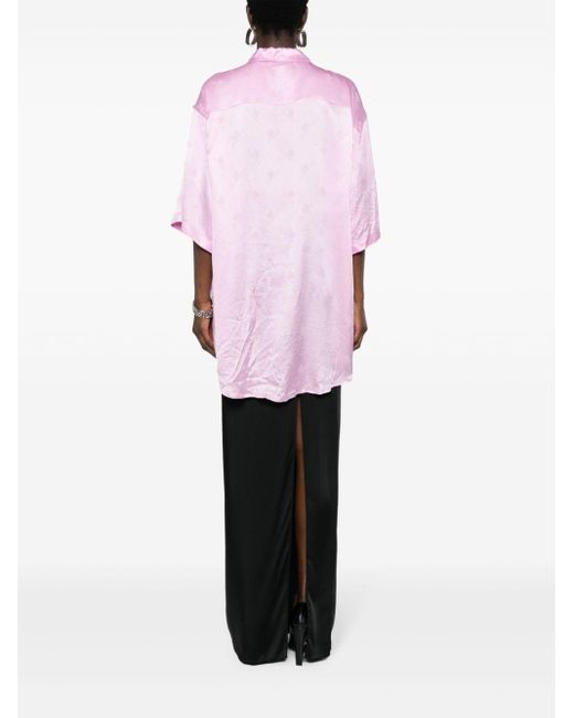 Chemise en soie à logo en jacquard Balenciaga en coloris Pink