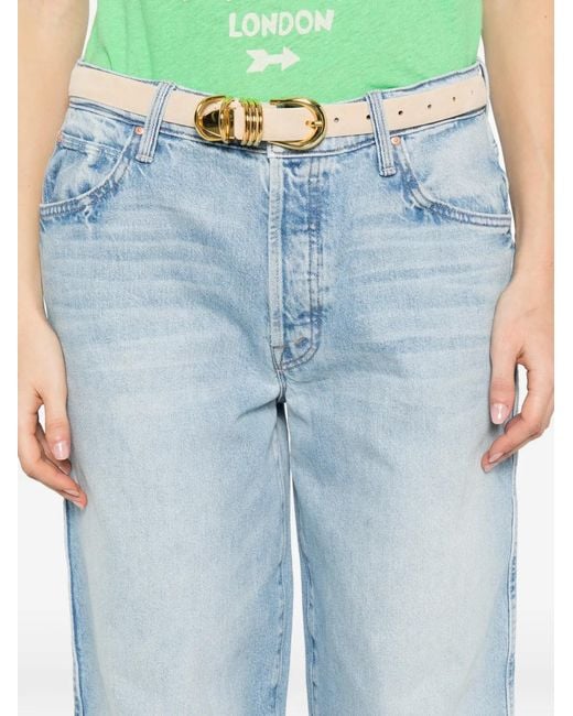 Mother Blue Five-Pocket Belt-Loop Jeans