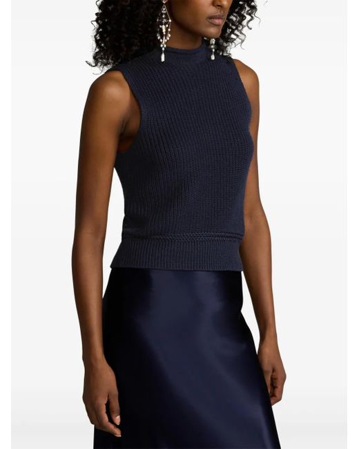 Ralph Lauren Blue Ribbed-Knit Top