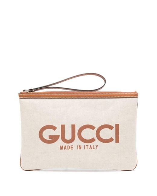 Gucci Clutch Met Logoprint in het Natural