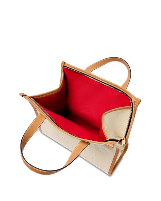 Lancel Natural Day Embossed Leather Trim Tote Bag