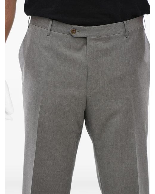 Corneliani Gray Leader Pressed-Crease Trousers for men