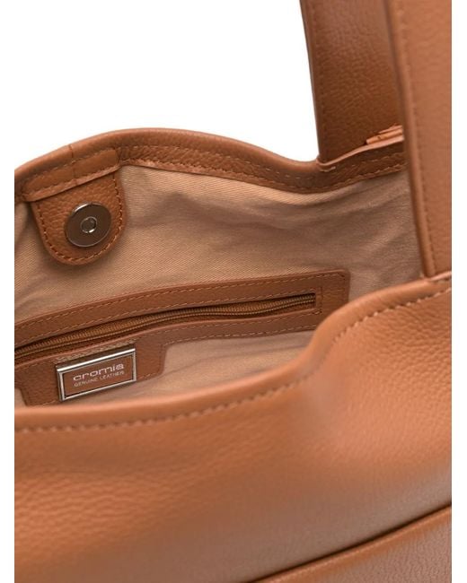 Cromia Brown Grained Leather Shoulder Bag