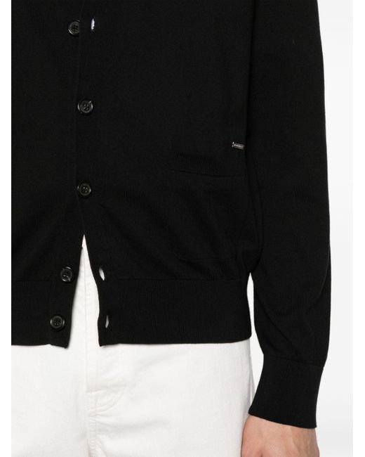 DSquared² Black V-neck Fine-knit Cardigan for men