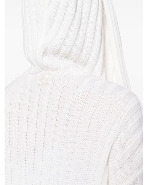 Teddy Cashmere Geribbelde Vestjas in het White