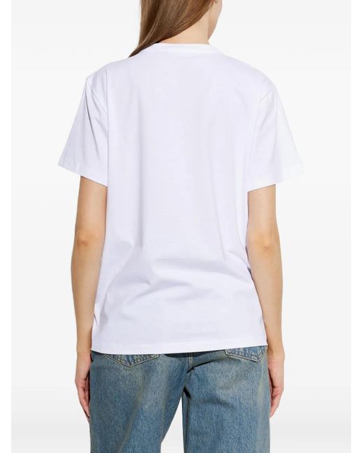 Ganni White Printed Cotton T-Shirt