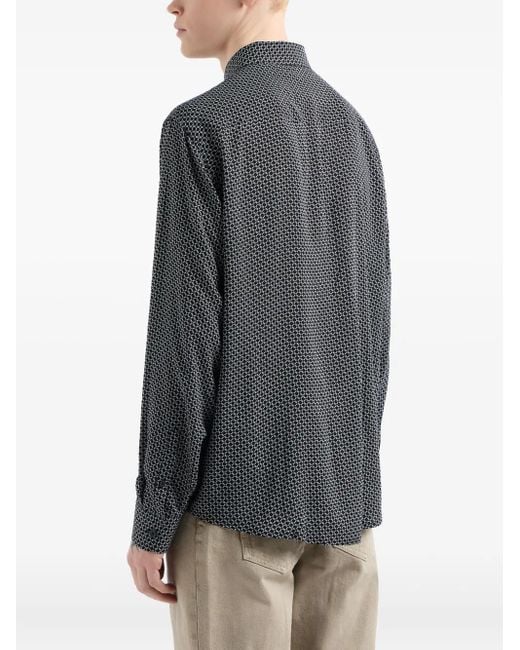 ARMANI EXCHANGE Geometrisch gemustertes Hemd in Gray für Herren