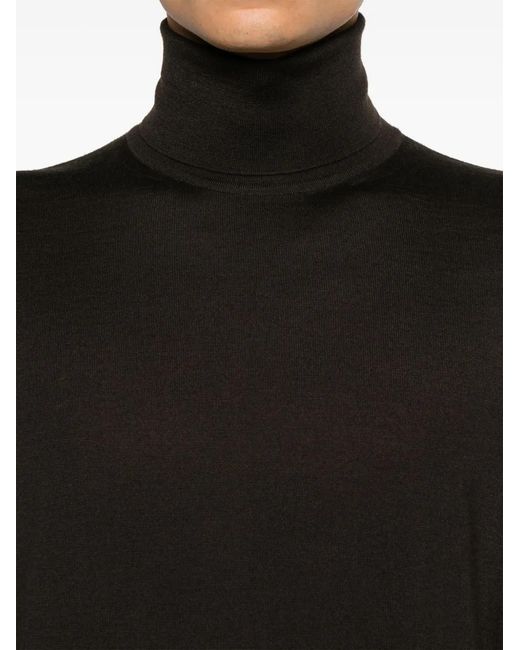 Zegna Black Cashmere-Silk Blend Roll-Neck Sweater for men