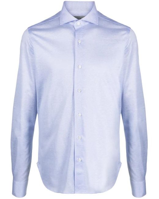 Orian Blue Long-Sleeve Buttoned Shirt for men