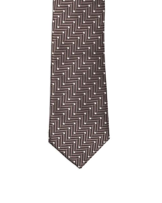 Giorgio Armani White Geometric-Print Silk Tie for men