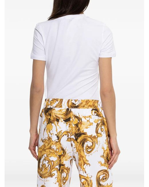 Versace Jeans Couture White T-Shirt À Logo Imprimé