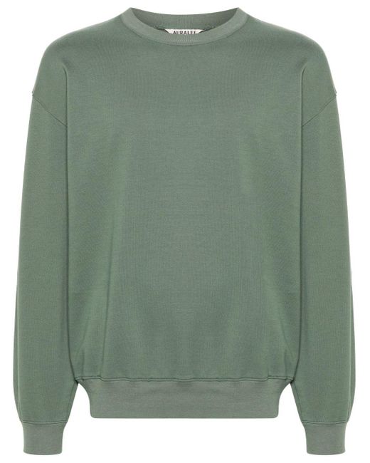 Auralee Green Crew-neck Cotton Sweatshirt for men