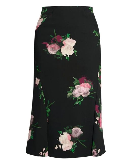 Jupe Mi-Longue À Fleurs Erdem en coloris Black