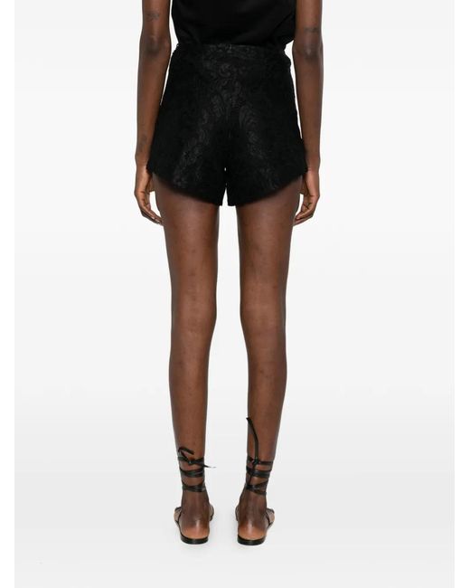 ACTUALEE Black Floral-Lace Shorts