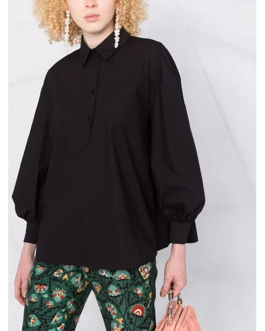 LaDoubleJ Black Poet Button-Placket Cotton Shirt