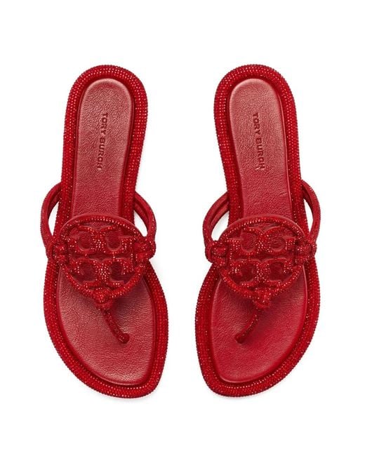 Tory Burch Red Miller Pavé Knotted Sandals
