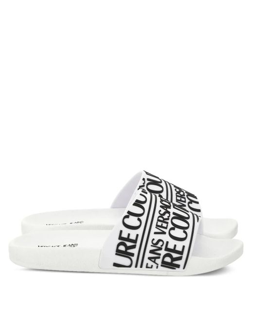 Versace Jeans Couture Pantoletten mit Logo-Band in White für Herren
