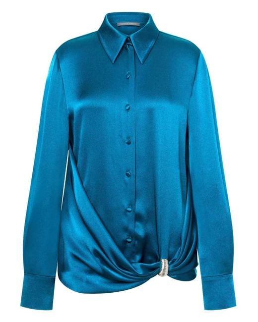 Blouse En Satin À Design Drapé Alberta Ferretti en coloris Blue