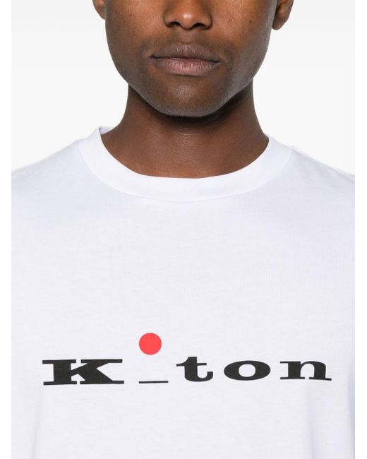 Camiseta con logo estampado Kiton de hombre de color White