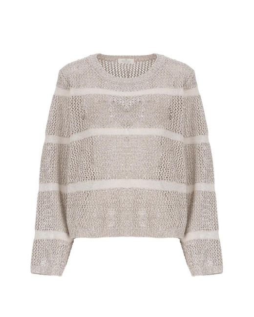 Panicale White Sequined Perforated-Design Sweatshirt