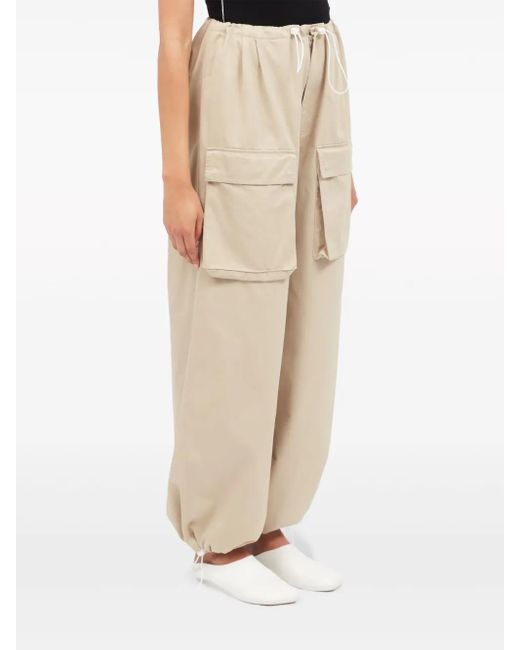 MM6 by Maison Martin Margiela Natural Cotton Gabardine Wide-Leg Trousers