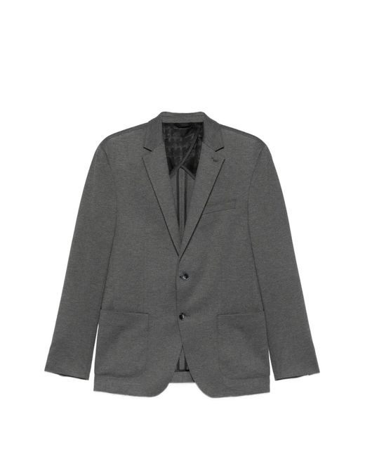 Karl Lagerfeld Gray Melange-Effect Single-Breasted Blazer for men