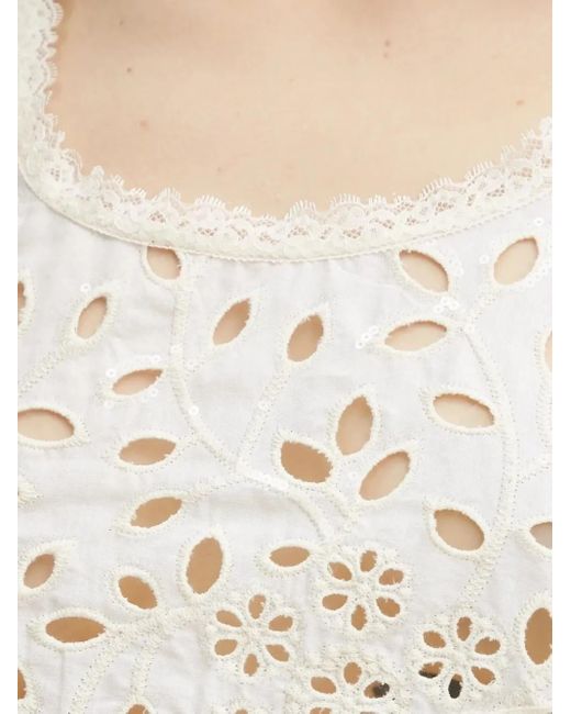 Ermanno Scervino Top Met Borduurwerk En Ringlets in het White
