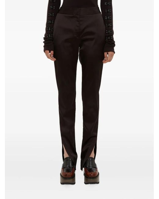 Olivier Theyskens Black Split-Hem Satin Trousers
