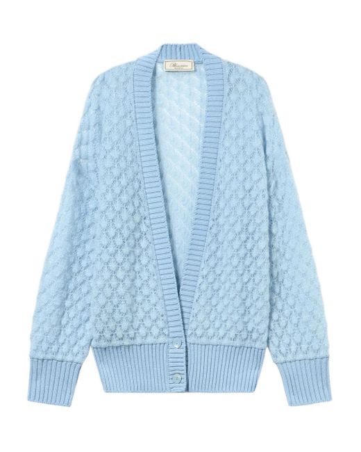Blumarine Blue Textured Button Cardigan