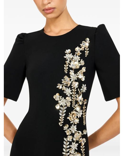 Jenny Packham Black Roma Embellished Midi Dress