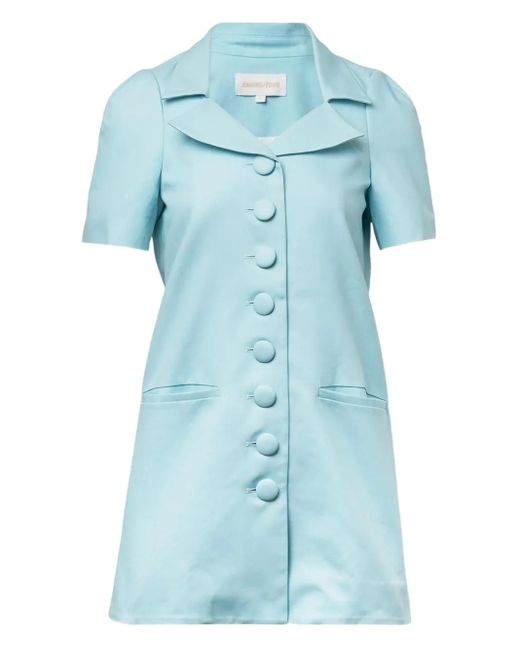 ShuShu/Tong Blue Buttoned Short-Sleeve Mini Dress