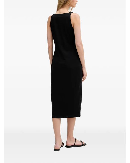 DKNY Black Logo-Strap Sleeveless Midi Dress