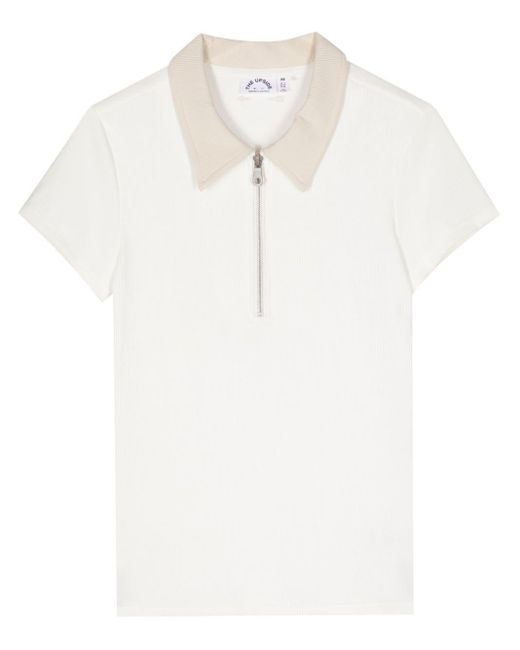 The Upside White Contrast-collar Polo Shirt