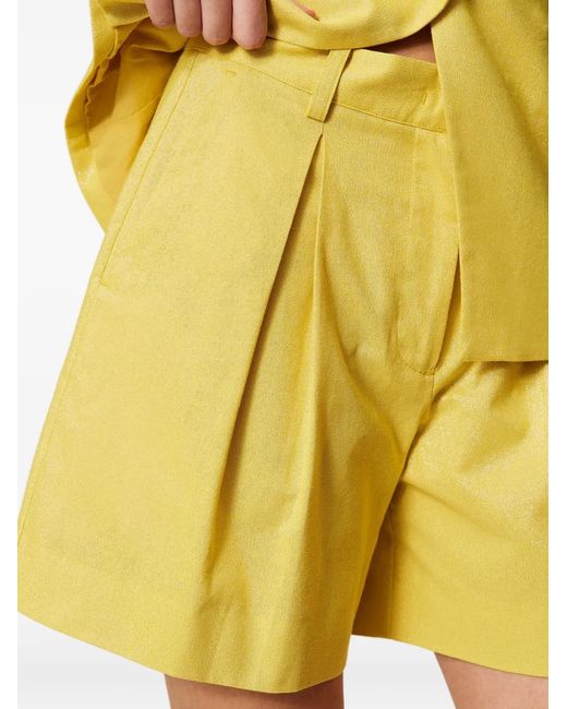 Twinset Yellow Bermuda En Lin Mélangé Avec Lurex