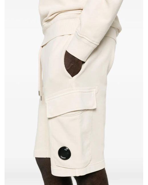 C P Company Natural Cargo-Pockets Track Shorts for men