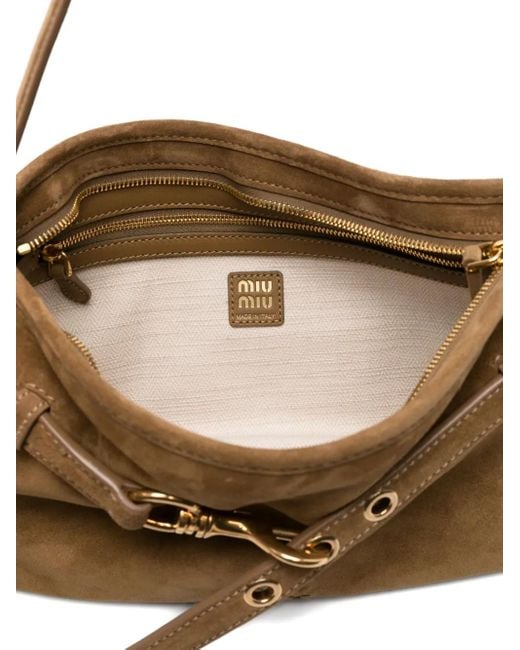 Miu Miu Brown Aventure Schultertasche aus Wildleder