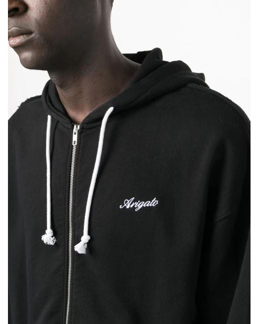 Axel Arigato Black Embroidered-Logo Zip-Fastening Hoodie for men