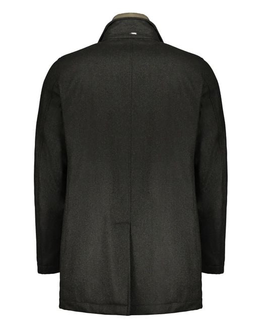 Herno Black Panel-Detail Coat for men