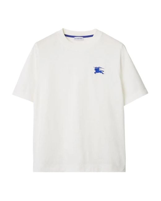 Burberry White Equestrian Knight-Detail Cotton T-Shirt