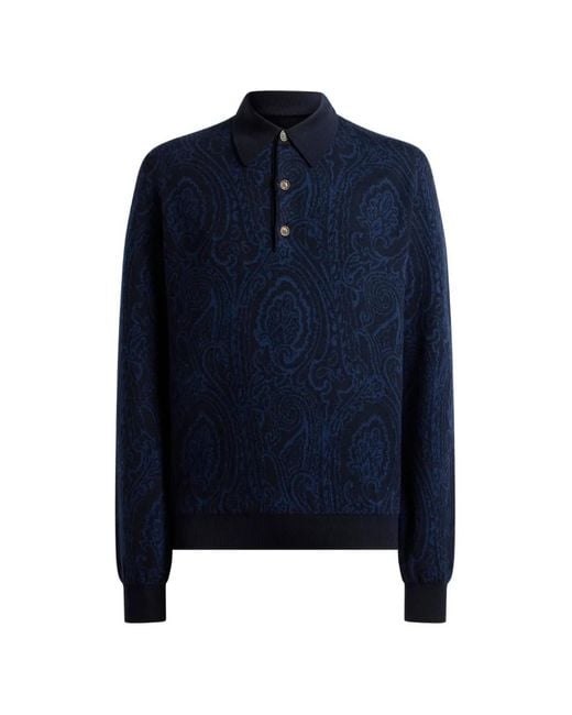 Etro Blue Polo-Style Sweater for men