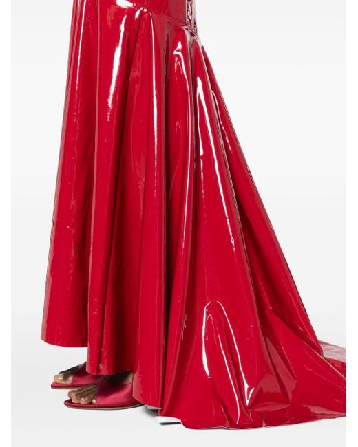 Atu Body Couture Red Patent-finish Mermaid Maxi Skirt