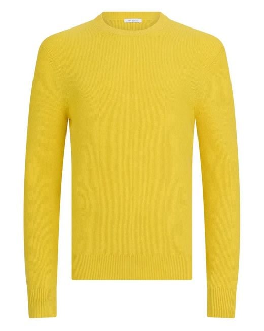 Malo Yellow Ribbed Sweater for men