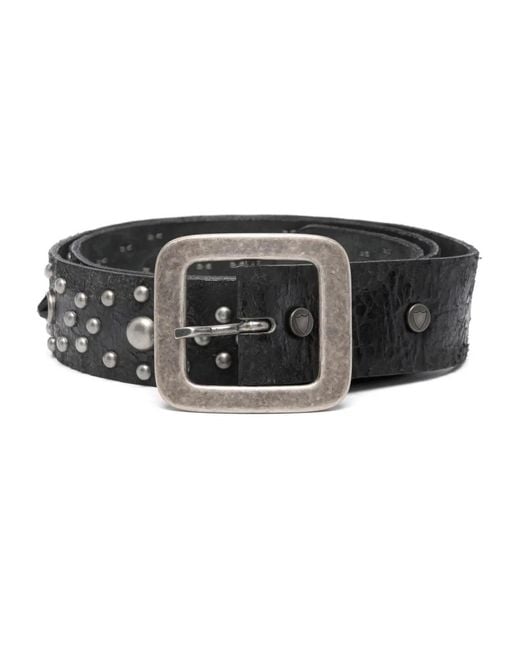 HTC Black Stud-Embellished Leather Belt