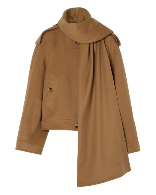 Burberry Brown Detachable Scarf Cashmere Jacket
