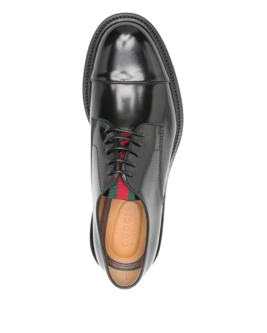 Gucci Black Leather Derby Shoes for men