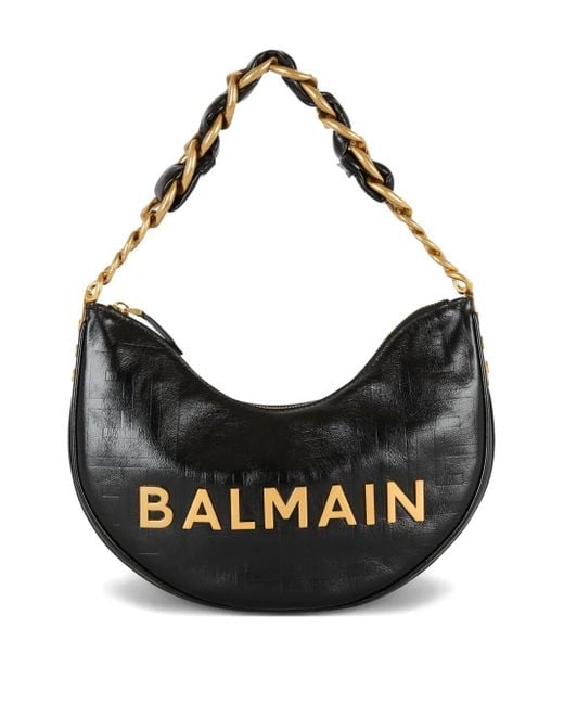 Balmain Black 1945 Soft Moon Bag
