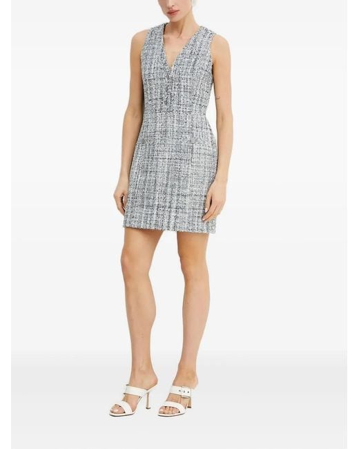 Guess Blue Sadie Tweed Button-Front Mini Dress