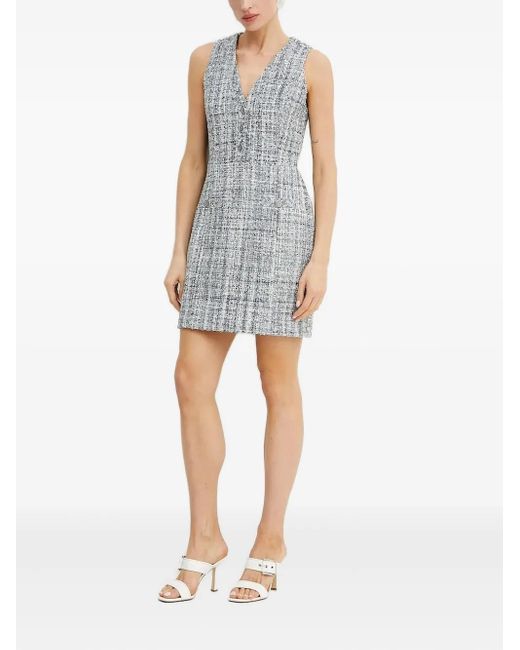 Guess Blue Sadie Tweed Button-Front Mini Dress